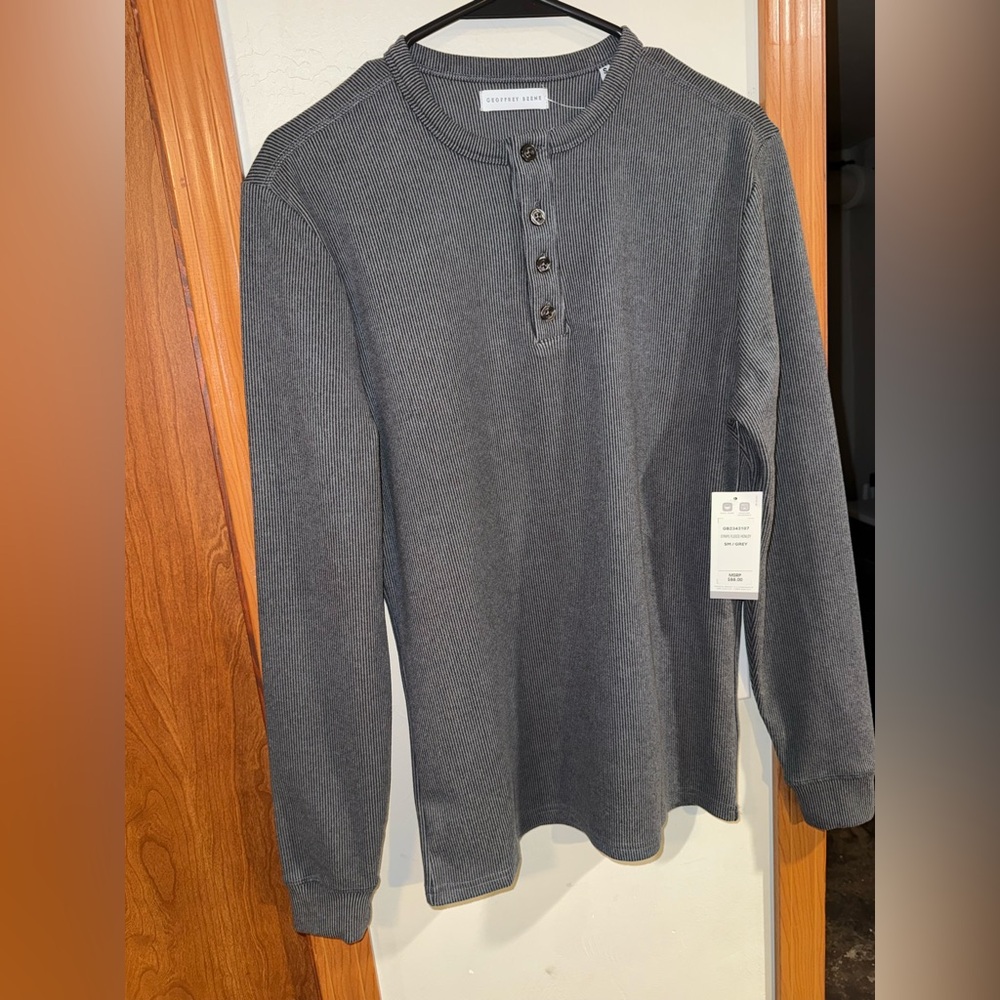 Geoffrey Beene Charcoal Long Sleeve Henley